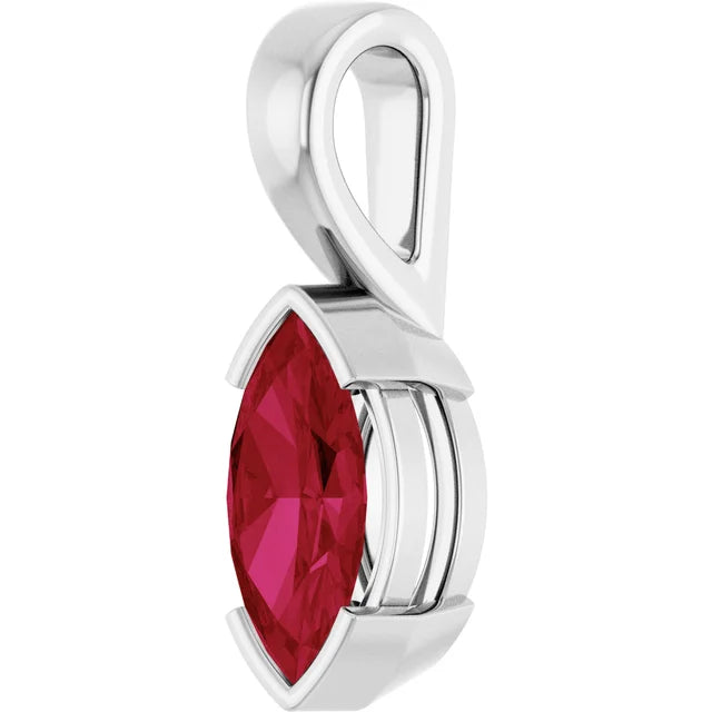 Marquise Center Half Bezel Pendant and Necklace