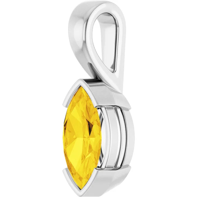 Marquise Center Half Bezel Pendant and Necklace