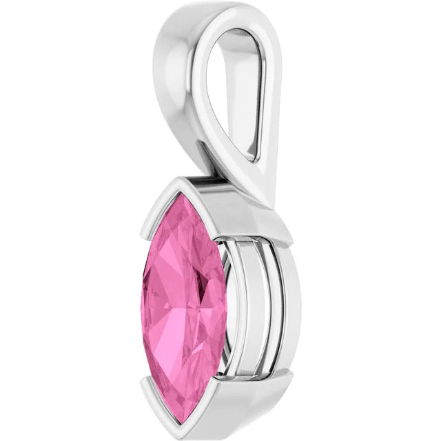 Marquise Center Half Bezel Pendant and Necklace