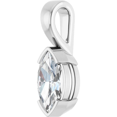 Marquise Center Half Bezel Pendant and Necklace