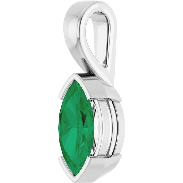 Marquise Center Half Bezel Pendant and Necklace