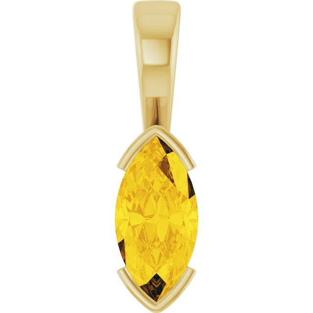 Marquise Center Half Bezel Pendant and Necklace
