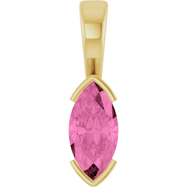 Marquise Center Half Bezel Pendant and Necklace
