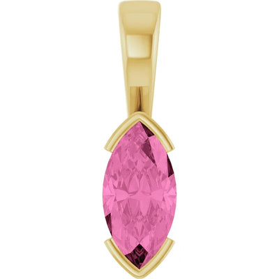 Marquise Center Half Bezel Pendant and Necklace