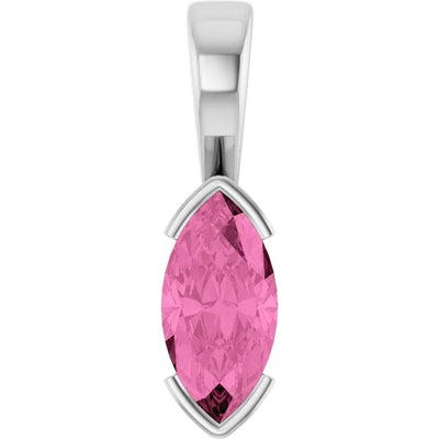 Marquise Center Half Bezel Pendant and Necklace
