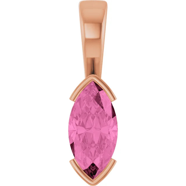 Marquise Center Half Bezel Pendant and Necklace