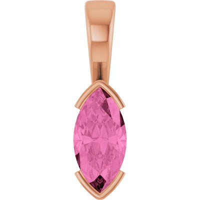 Marquise Center Half Bezel Pendant and Necklace