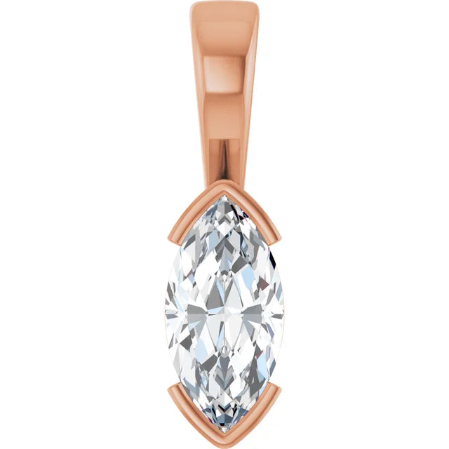 Marquise Center Half Bezel Pendant and Necklace