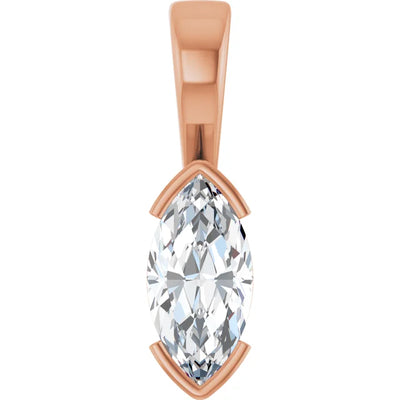 Marquise Center Half Bezel Pendant and Necklace