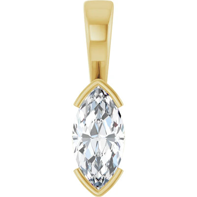Marquise Center Half Bezel Pendant and Necklace