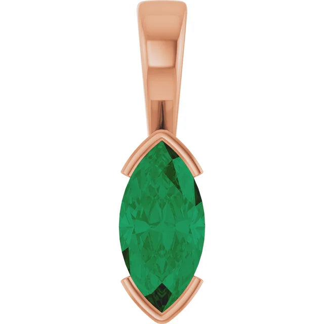 Marquise Center Half Bezel Pendant and Necklace