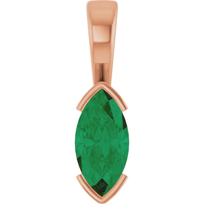 Marquise Center Half Bezel Pendant and Necklace
