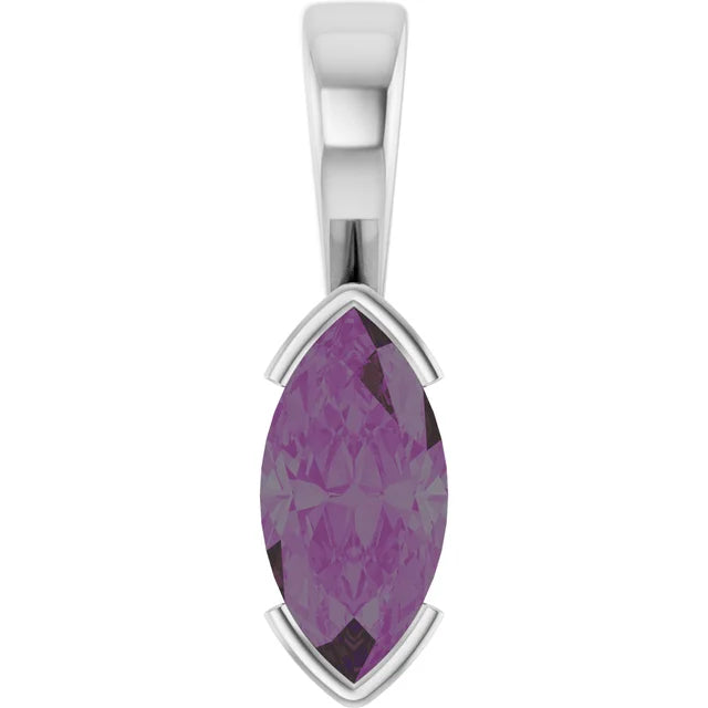Marquise Center Half Bezel Pendant and Necklace