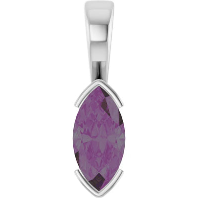 Marquise Center Half Bezel Pendant and Necklace