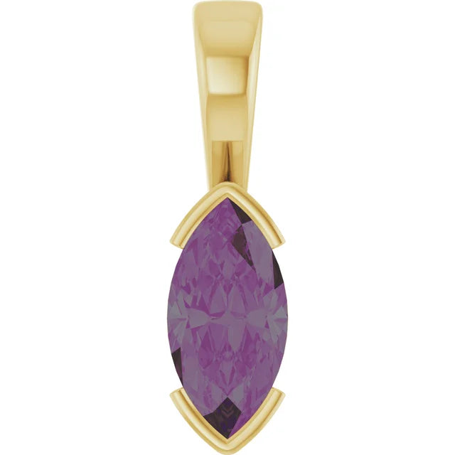 Marquise Center Half Bezel Pendant and Necklace