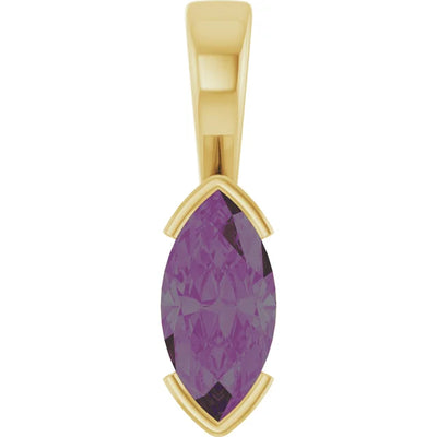 Marquise Center Half Bezel Pendant and Necklace