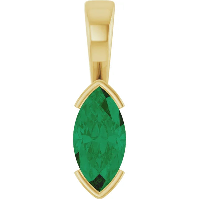 Marquise Center Half Bezel Pendant and Necklace