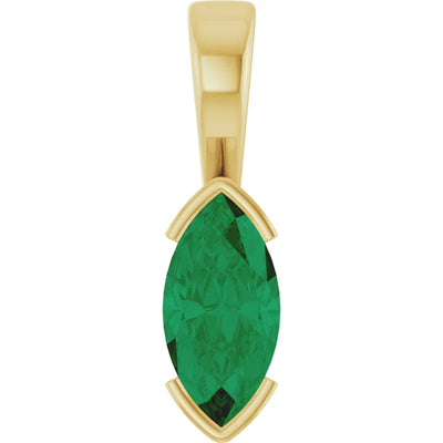 Marquise Center Half Bezel Pendant and Necklace