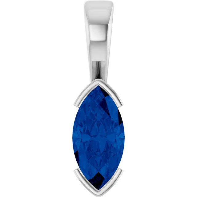 Marquise Center Half Bezel Pendant and Necklace