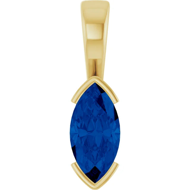 Marquise Center Half Bezel Pendant and Necklace