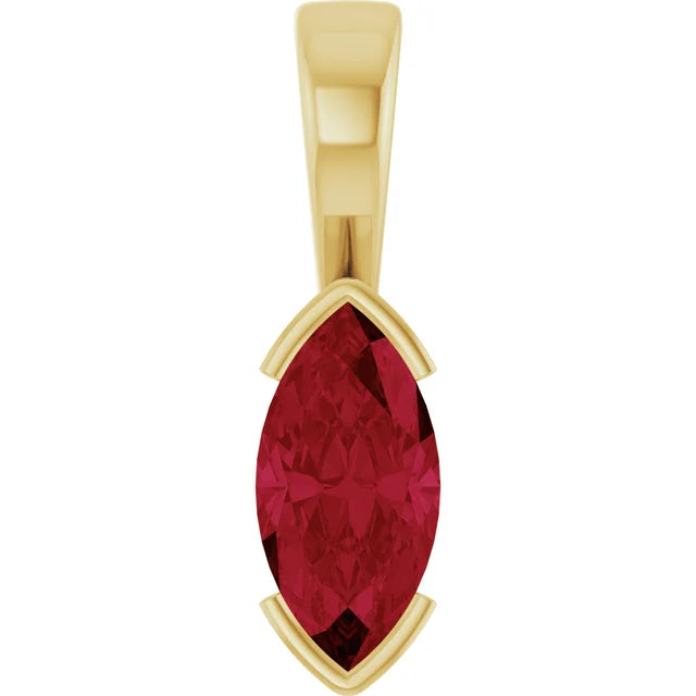 Marquise Center Half Bezel Pendant and Necklace