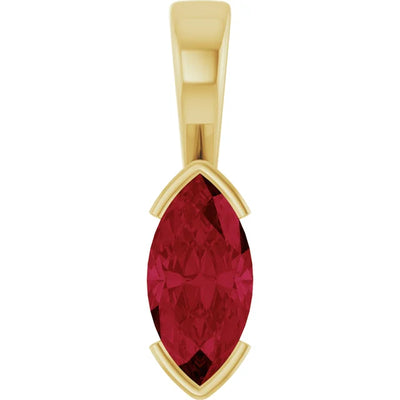 Marquise Center Half Bezel Pendant and Necklace
