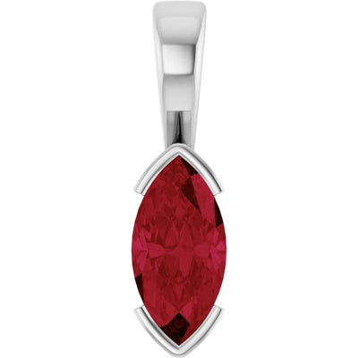 Marquise Center Half Bezel Pendant and Necklace
