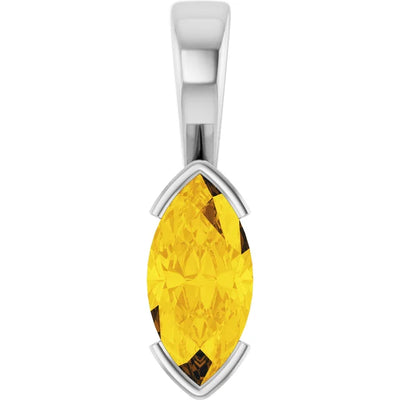 Marquise Center Half Bezel Pendant and Necklace