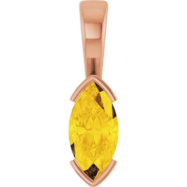 Marquise Center Half Bezel Pendant and Necklace