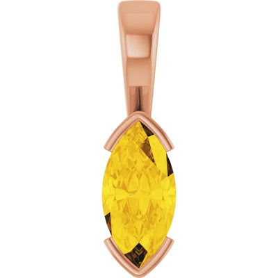 Marquise Center Half Bezel Pendant and Necklace
