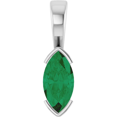 Marquise Center Half Bezel Pendant and Necklace