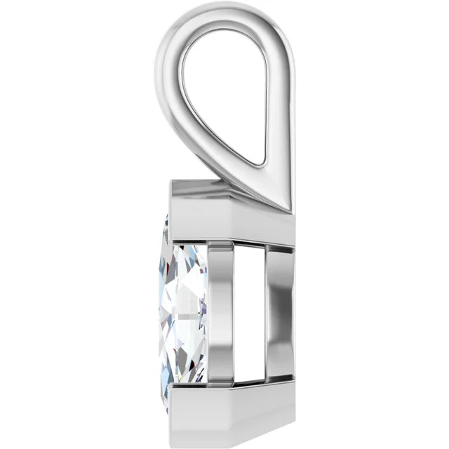 Marquise Center Half Bezel Pendant and Necklace