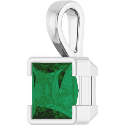 Square Princess Cut Center Half Bezel Pendant and Necklace