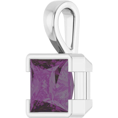 Square Princess Cut Center Half Bezel Pendant and Necklace