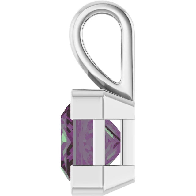 Square Princess Cut Center Half Bezel Pendant and Necklace