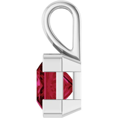 Square Princess Cut Center Half Bezel Pendant and Necklace