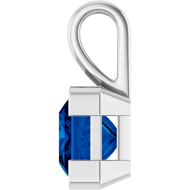 Square Princess Cut Center Half Bezel Pendant and Necklace