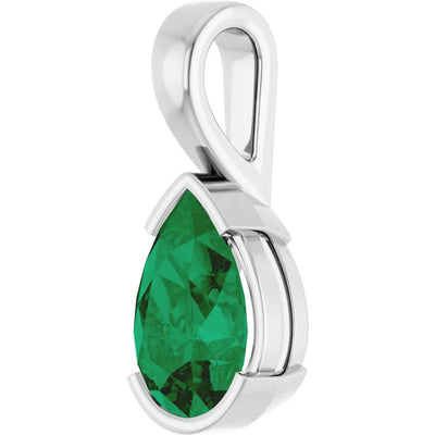 Pear Center Half Bezel Pendant and Necklace