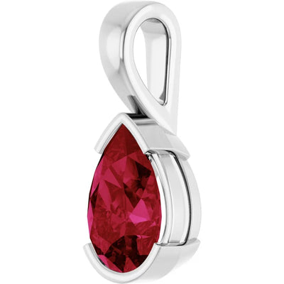 Pear Center Half Bezel Pendant and Necklace