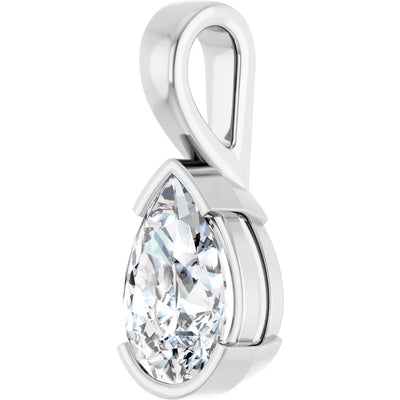 Pear Center Half Bezel Pendant and Necklace