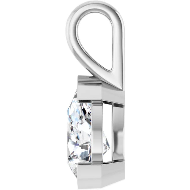 Pear Center Half Bezel Pendant and Necklace