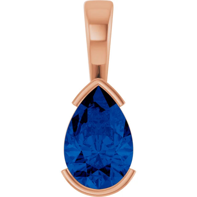 Pear Center Half Bezel Pendant and Necklace