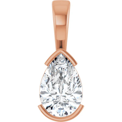 Pear Center Half Bezel Pendant and Necklace