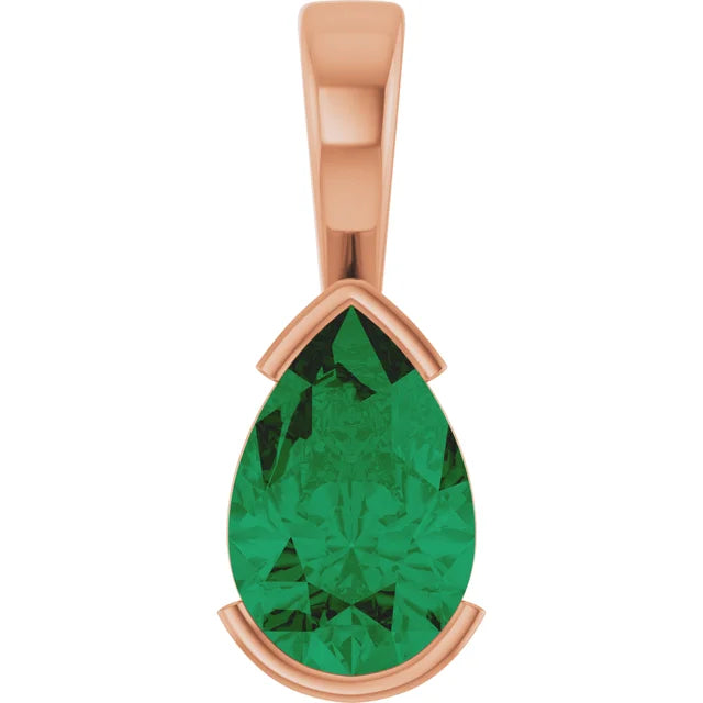 Pear Center Half Bezel Pendant and Necklace
