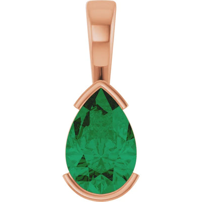 Pear Center Half Bezel Pendant and Necklace