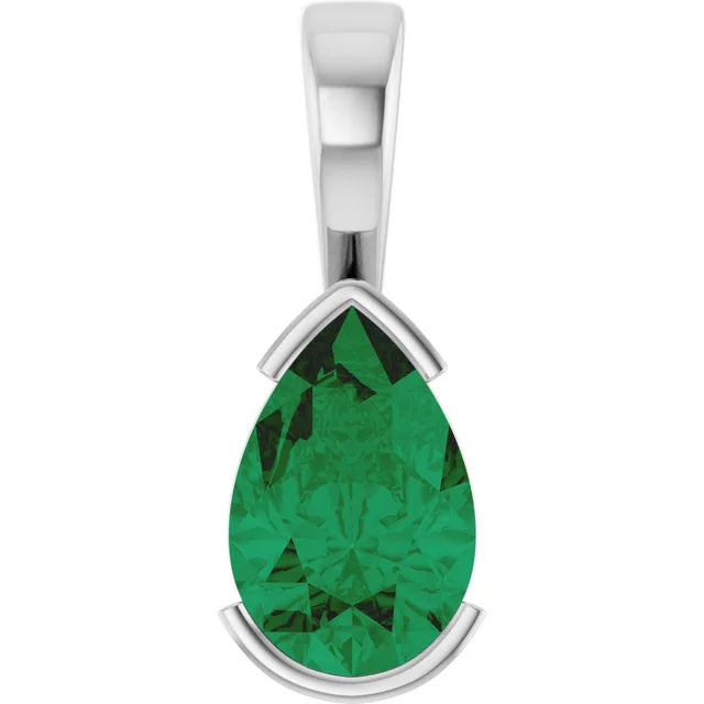 Pear Center Half Bezel Pendant and Necklace