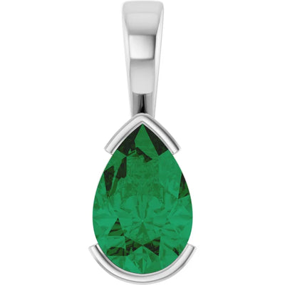 Pear Center Half Bezel Pendant and Necklace