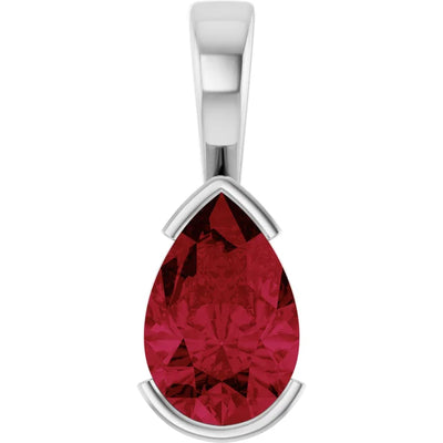 Pear Center Half Bezel Pendant and Necklace