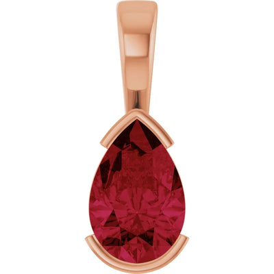 Pear Center Half Bezel Pendant and Necklace