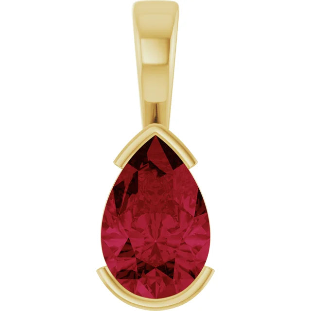 Pear Center Half Bezel Pendant and Necklace